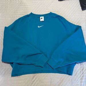 Nike Blue Crewneck cropped Sweatshirt